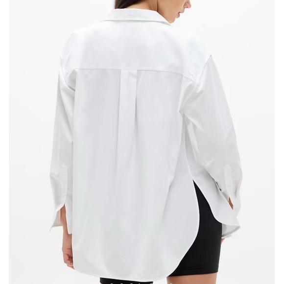 Athleta Women‎ Midday Relaxed Poplin Shirt Button Up Long Sleeve S105 Size 1X - Picture 2 of 9